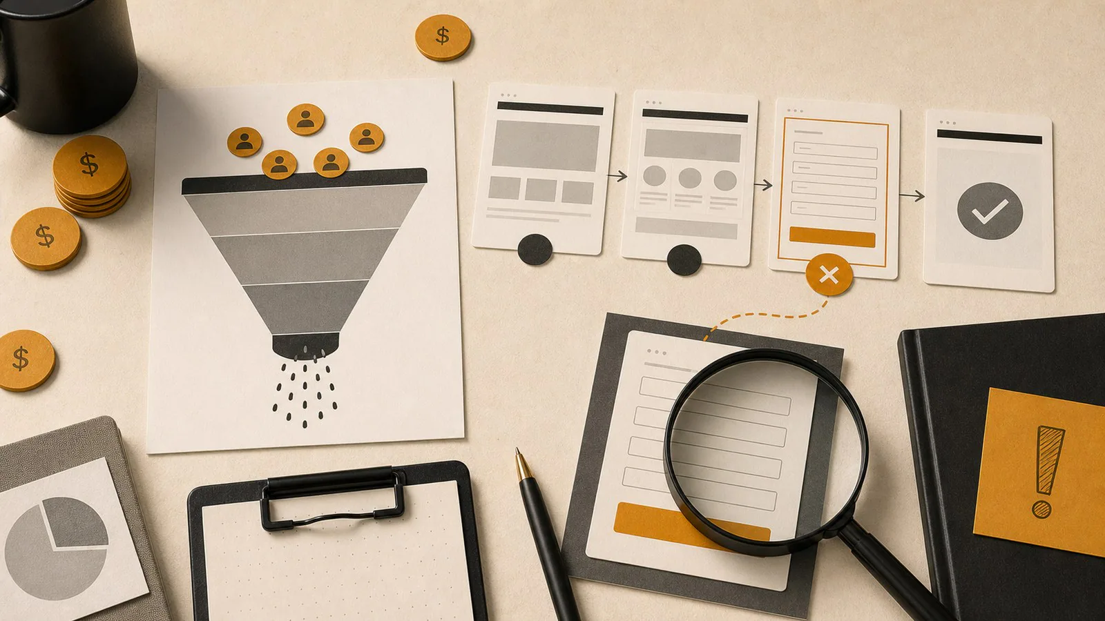 Business website layout being reviewed for clarity and conversion problems