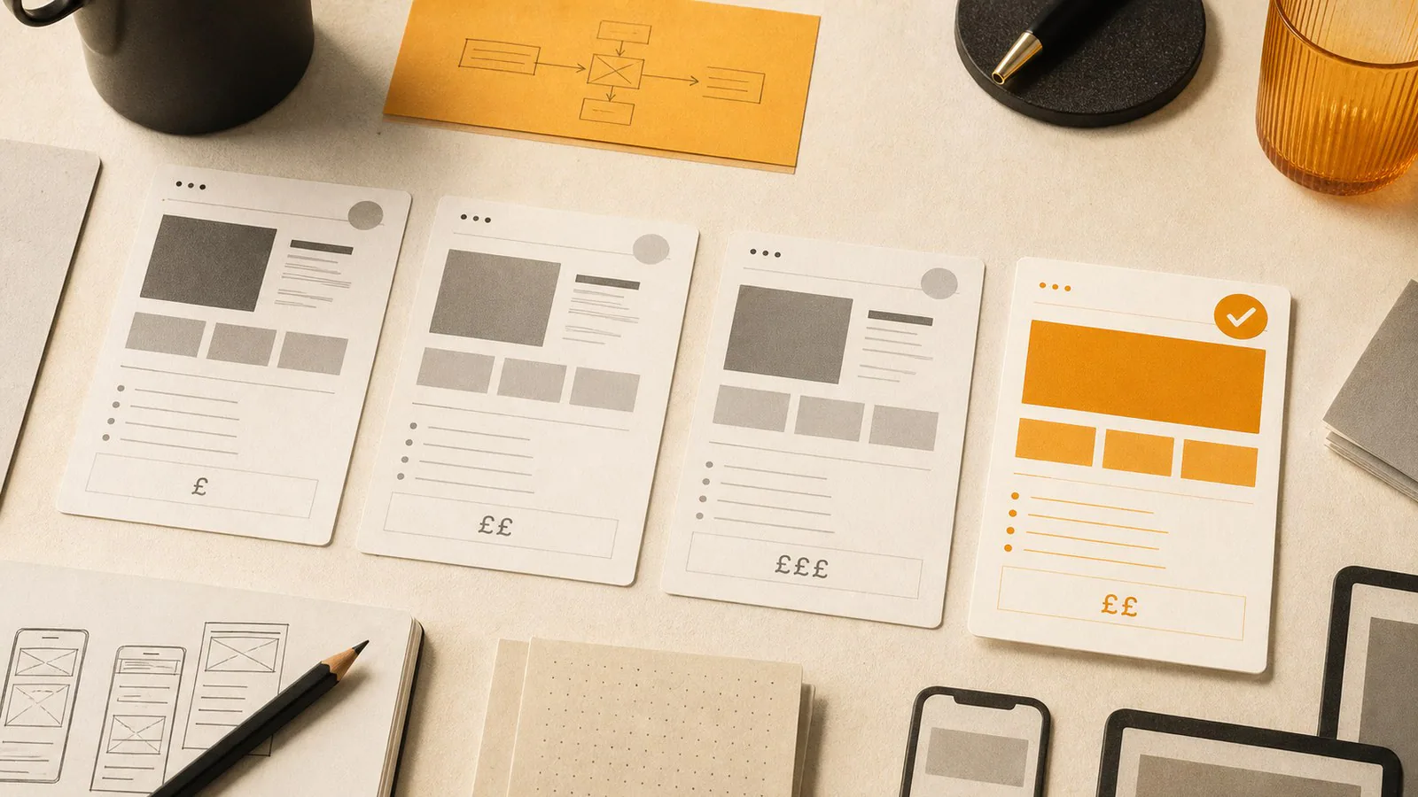 Editorial comparison of website design packages and pricing cards