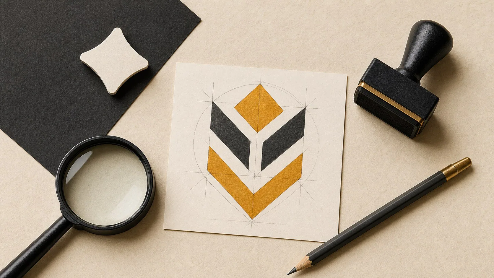 Editorial brand development board showing logo refinement, colour, typography and identity checks